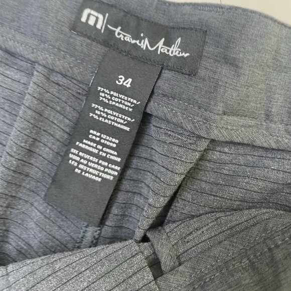 Travis Mathew Shorts Mens 34” L Dark Gray Striped Golf 9.5” Inseam Stretch - Picture 2 of 7